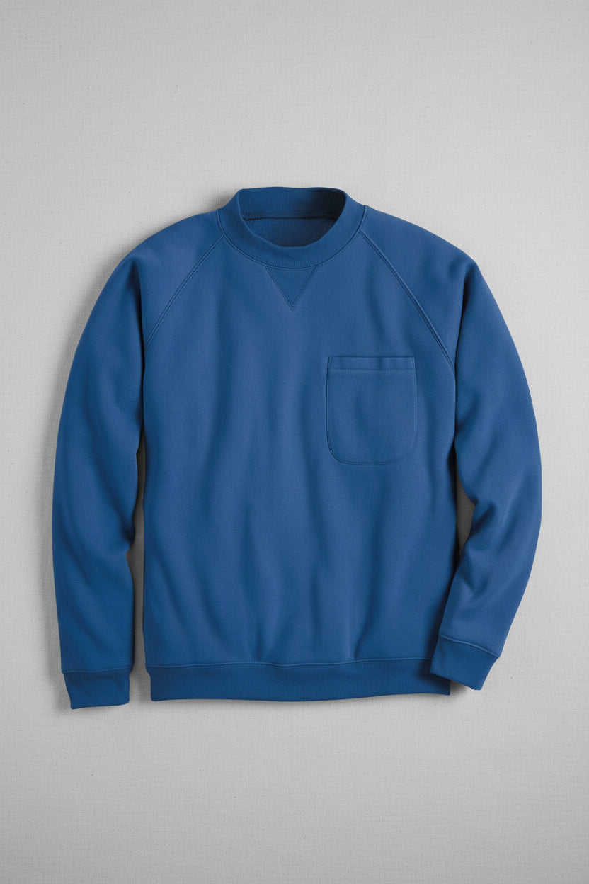 Mens 3-Pocket Fleece Sweatshirt with Raglan Seams, Chest Pocket and Tagless Neck