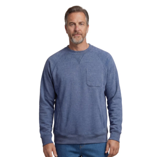 Mens 3-Pocket Fleece Sweatshirt with Raglan Seams, Chest Pocket and Tagless Neck