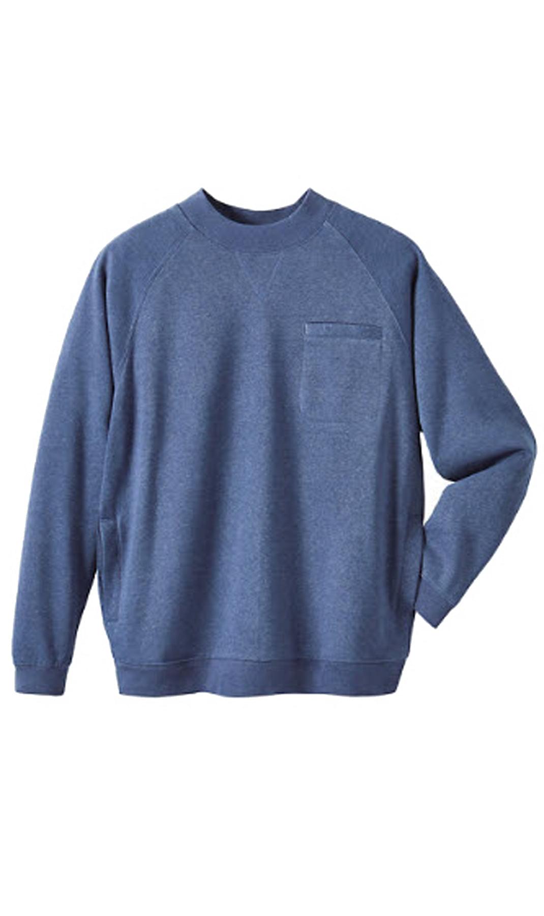 Mens 3-Pocket Fleece Sweatshirt with Raglan Seams, Chest Pocket and Tagless Neck